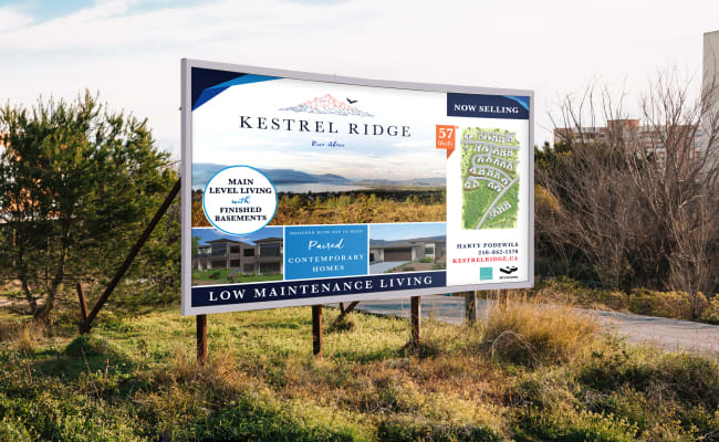 Billboard for Kestrel Ridge Development in Kelowna, BC